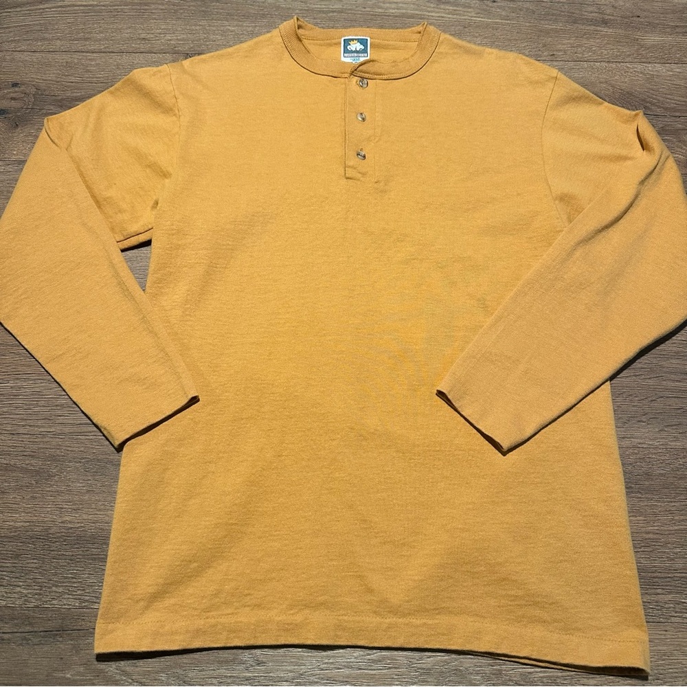 Anvil Cotton Deluxe Vintage Henley Long Sleeve Shirt Size Medium